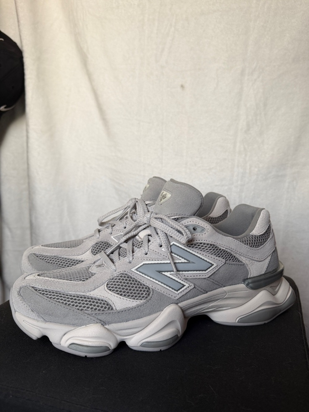 New Balance 9060 Grey Mesh & Suede Sneakers